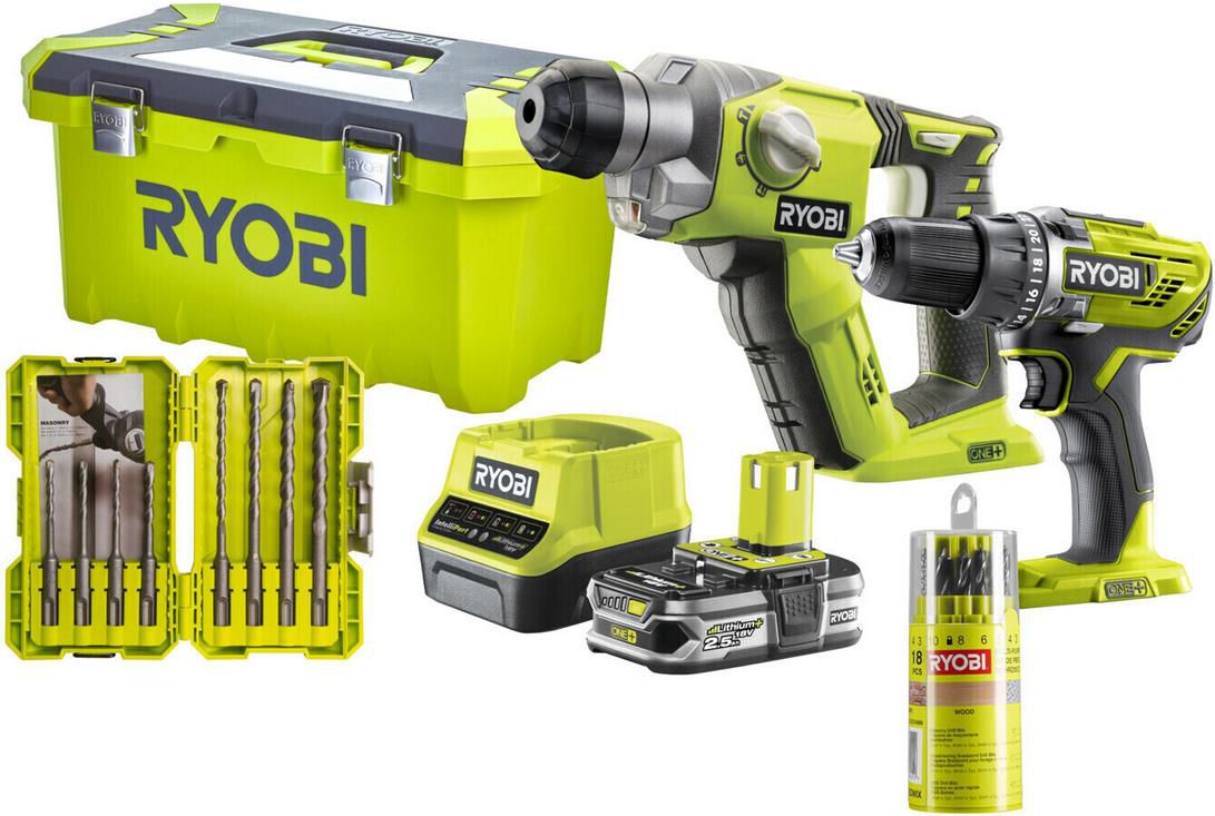 Ryobi Akku Kombokit R18DDSDS 125T mit Kombihammer + Bohrschrauber für 199,99€ (statt 230€)