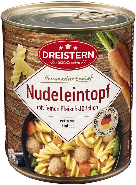 4x Dreistern Nudeleintopf mit Fleischklößchen 800 g für 10,40€ (statt 12€)