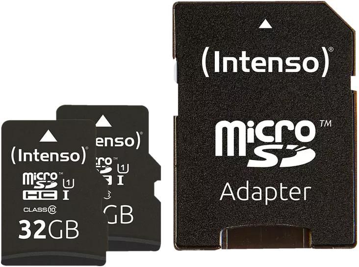 2x Intenso MicroSDHC Speicherkarte mit 32 GB inkl. Adapter für 7,98€ (statt 14€)   Abholung 4,99€