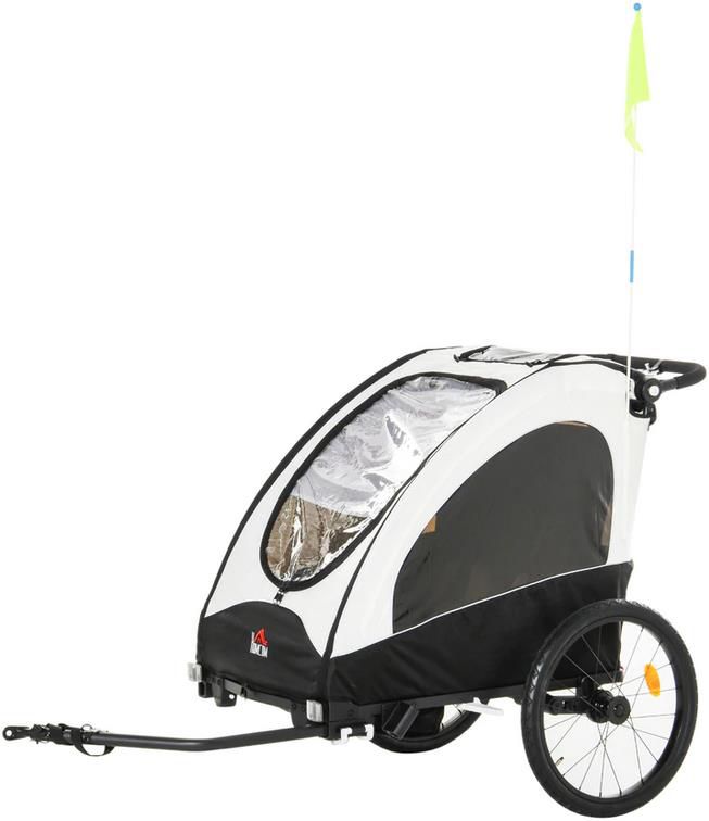 Homcom 2 in 1 Fahrradanhänger für 2 Kinder in Schwarz/Weiß für 175,99€ (statt 208€)