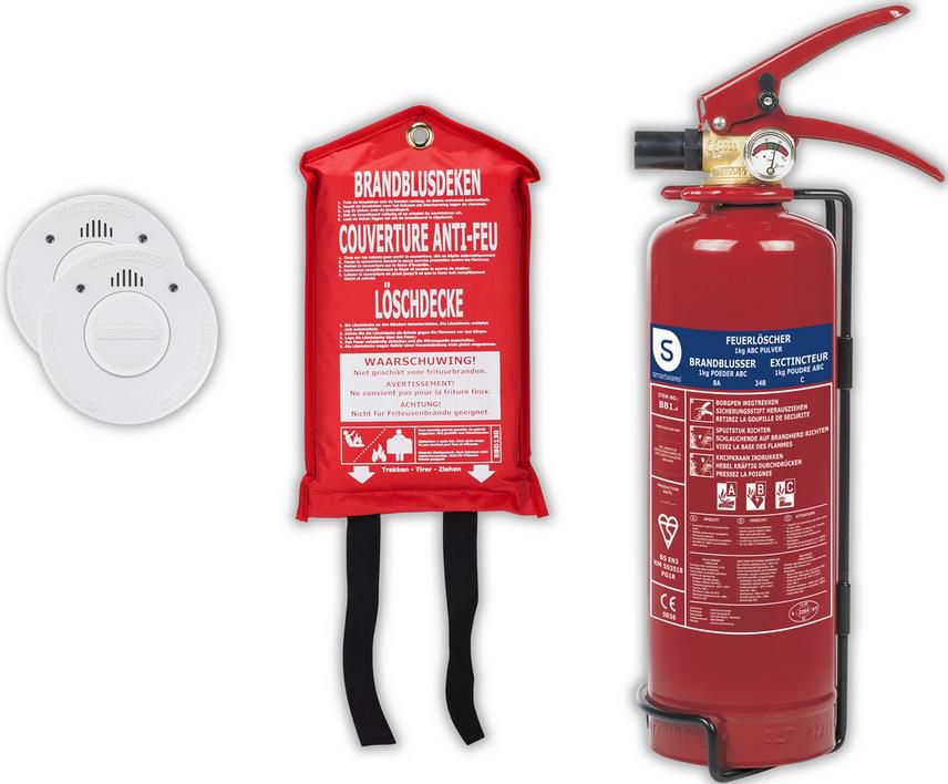 Smartwares Brandschutz Set   Rauchmelder, Löschdecke und Feuerlöscher für 28,90€ (statt 40€)