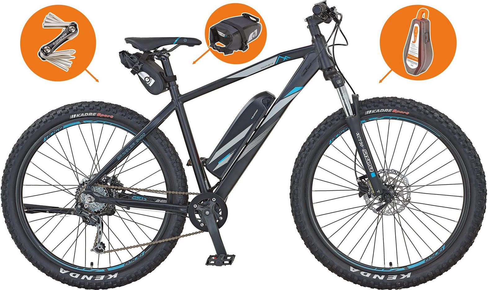 Prophete E Bike Graveler e9400, 8 Gang Shimano, Heckmotor 250 W, inkl. Pannenset und Tasche für 1.308,95€ (statt 1.898€)