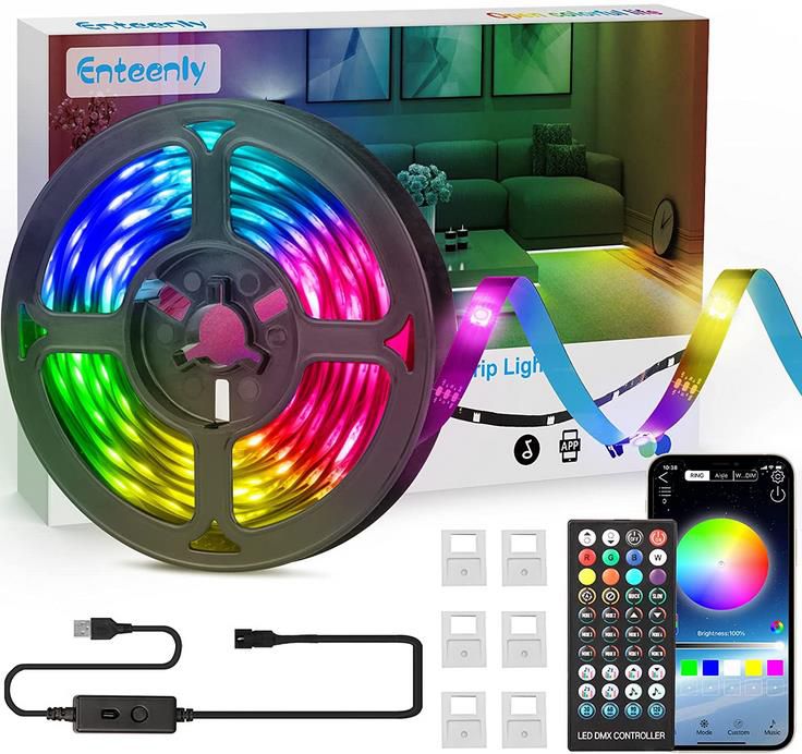 RGBIC 5 Meter USB LED Light Strip mit Fernbedienung und APP für 9,99€ (statt 20€)