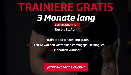 NUR NOCH HEUTE! Fitness First 3 Monate kostenlos testen & trainieren