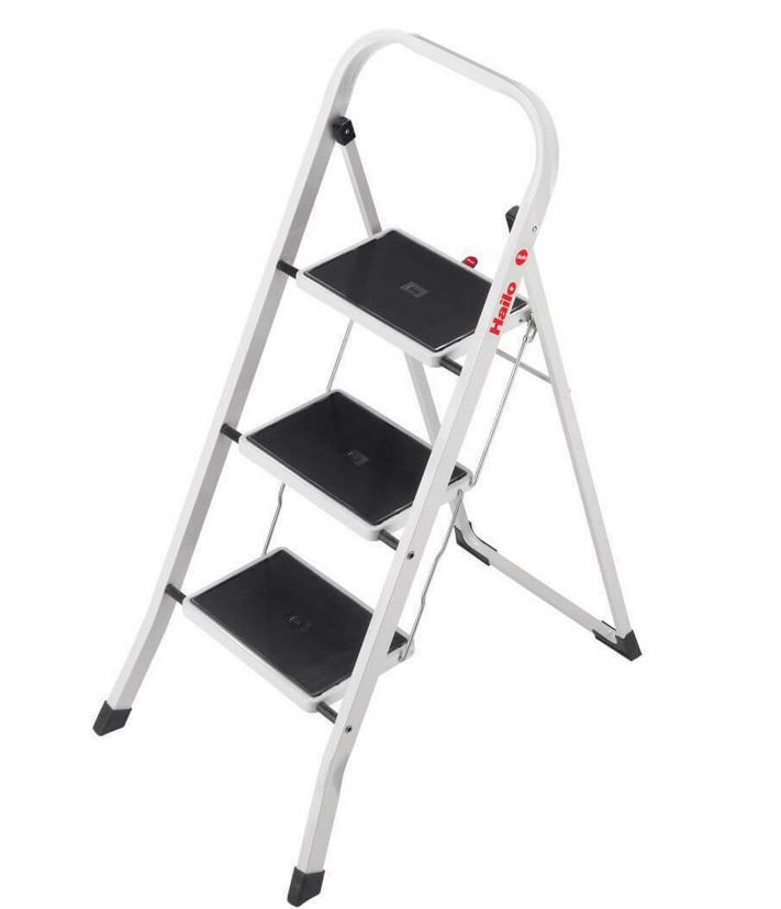 Hailo K20   3 Stufen Klapptritt Weiß mit Sicherheitsbügel für 35,99€ (statt 50€)