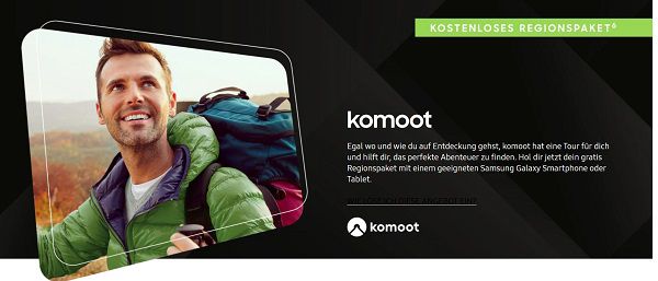 Mit dem Samsung Galaxy ein Regionenpaket bei komoot gratis abfassen