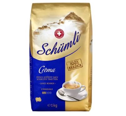 1kg Schümli Crema Ganze Kaffeebohnen ab 7,64€ (statt 13€)   Prime Sparabo