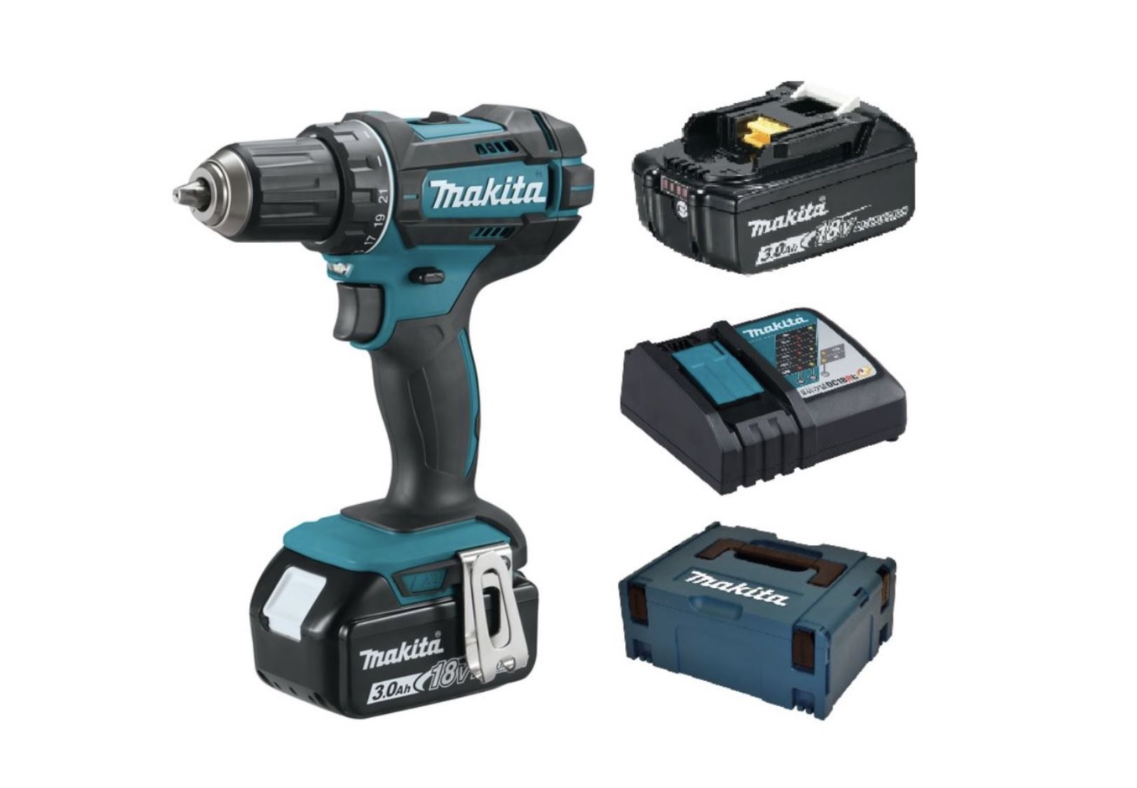 Makita DDF482RFJ Akku Bohrschrauber inkl. 2x 3,0 Ah + Makpac für 159,99€ (statt 184€)