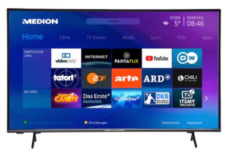 Medion X15554   55 Zoll UHD Fernseher mit HDR für 379,99€ (statt 444€)