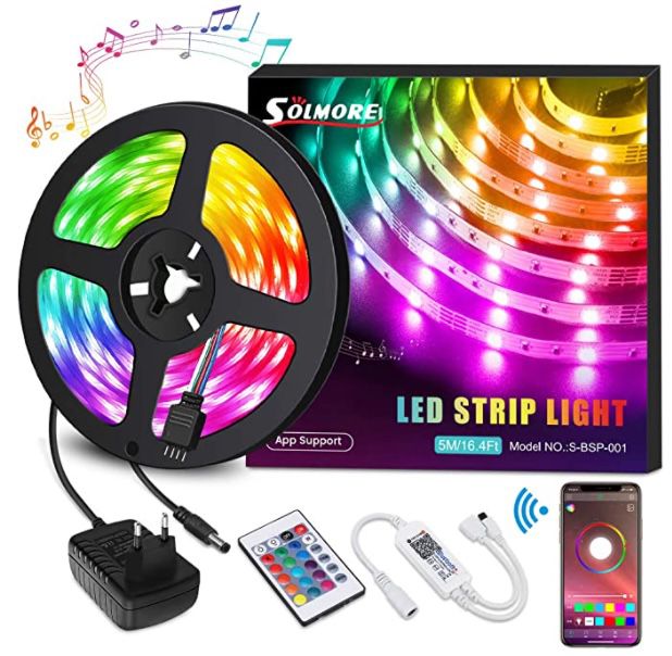 Solmore 5 Meter RGB LED Strip mit Fernbedienung für 7,99€ (statt 20€)   Prime