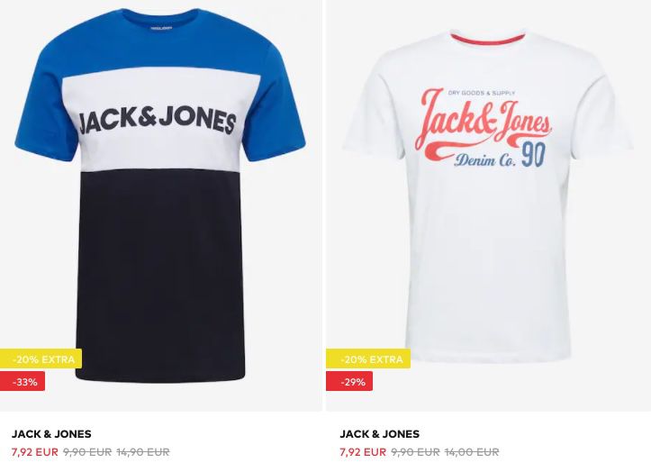 Jack & Jones und s.Oliver T Shirts ab 7,92€ + keine Versandkosten