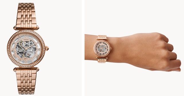 Fossil Damenuhr Lyric mit Automatikwerk in Edelstahl roségoldfarben für 113,56€ (statt 167€)