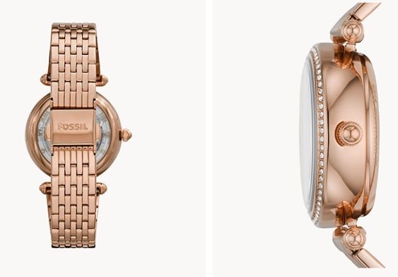 Fossil Damenuhr Lyric mit Automatikwerk in Edelstahl roségoldfarben für 113,56€ (statt 167€)