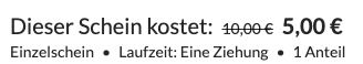 1 Anteil an einer Eurojackpot Spielgemeinschaft mit 170 gespielten Feldern für 5€ (statt 10€)   Neukunden