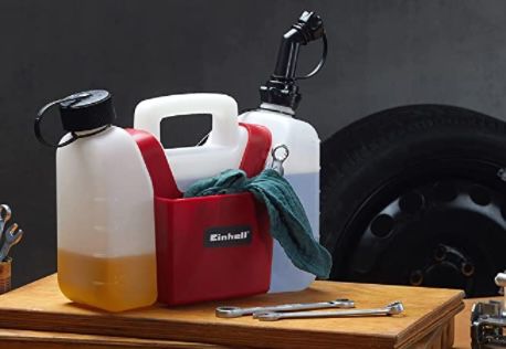 Einhell Kombi Kanister (3L Benzin, 1,25L Öl) mit integrierter Werkzeugtasche für 6,99€ (statt 15€)
