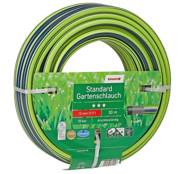 30 Meter toom Gartenschlauch Standard phthalatfrei Ø 13 mm (1/2) ab 14,39€ (statt 28€)