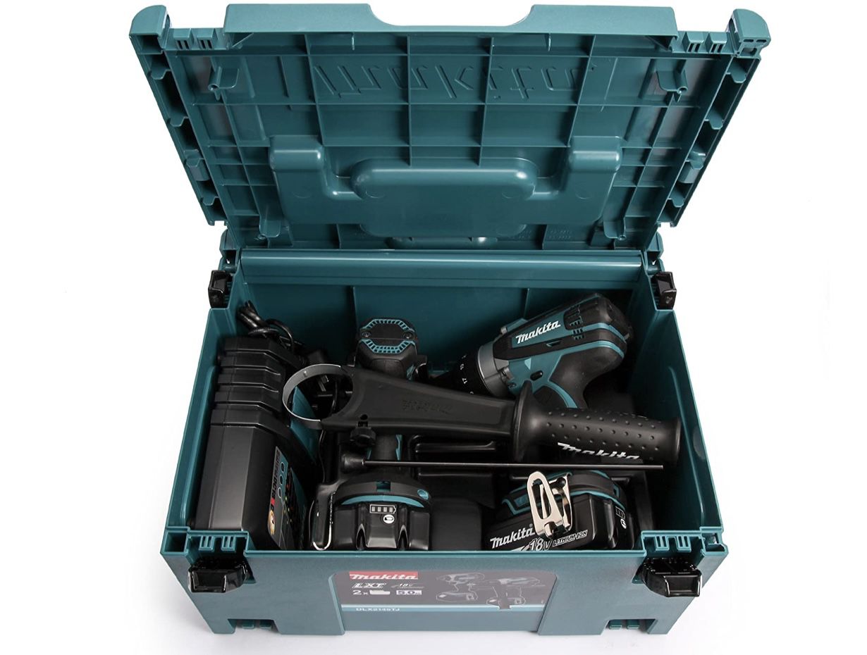 Makita DLX2145TJ Kombi Set (DHP458 + DTD152) + 2x Akku 5Ah + Ladegerät + Koffer für 301,99€ (statt 378€)