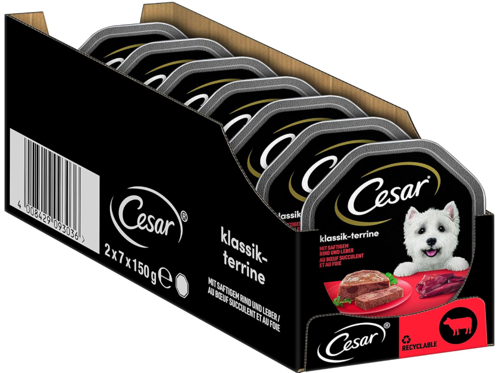 14x Cesar Hunde Nassfutter Klassiker mit saftigem Rind und Leber für 8,69€ (statt 12€)