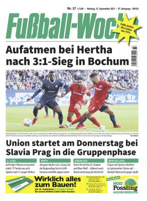 12 Ausgaben Fußball Woche für 36€   Prämie: 35€ Amazon Gutschein