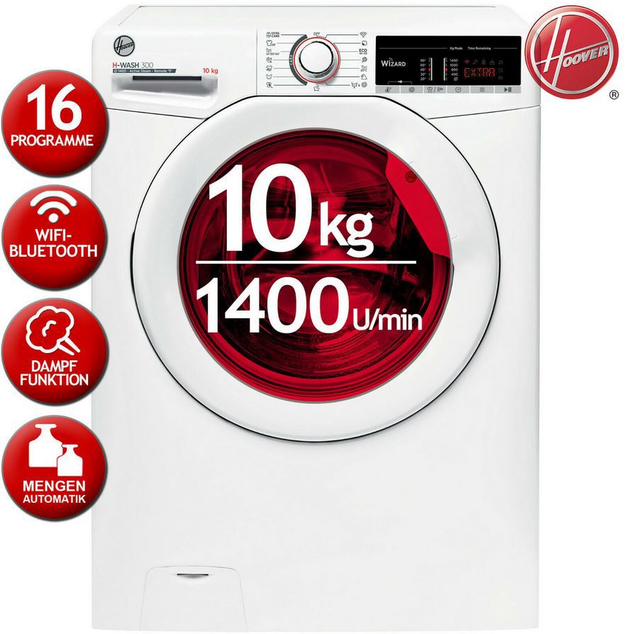 HOOVER H3WS 4105TE/1 S   smarte Waschmaschine 10kg 1.400U/min für 299,90€ (statt 350€)