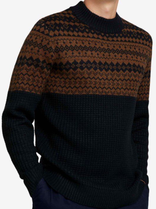 Tom Tailor Strickpullover mit Norwegermuster in Marine Braun für 43,99€ (statt 54€)