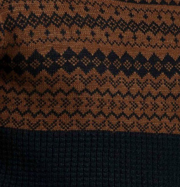 Tom Tailor Strickpullover mit Norwegermuster in Marine Braun für 43,99€ (statt 54€)