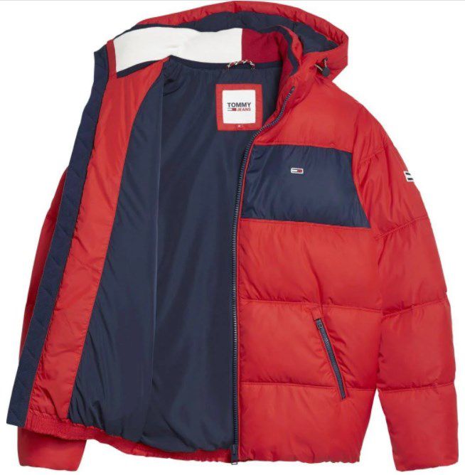 Tommy Hilfiger   Tommy Jeans Colorblock Padded Jacket in Rot ab 120,24€ (statt 172€)