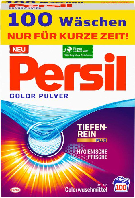 Persil Color Wasch Pulver für leuchtende Farben   100 Waschladungen ab 14,38€ (statt 20€)   Sparabo