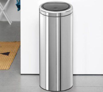 Mülleimer 40 Liter Brabantia Touch Bin oval Edelstahl auf