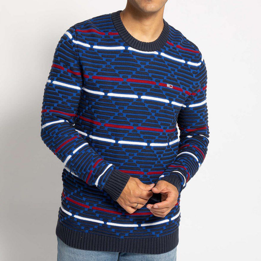 Tommy Jeans Pullover Tjm Pattern Mix mit strukturiertem Muster für 39,90€ (statt 74€)