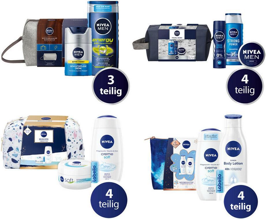 Nivea Geschenksets   4 Verschiedene zur Auswahl für je 9,34€ (statt 14 16€)