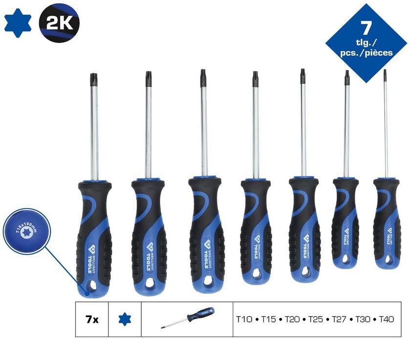 Brilliant Tools BT034007 Schraubendreher Satz mit Torx Profil, 7 tlg für 8,69€ (statt 14€)   Prime