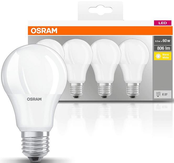 4er Pack Osram LED Base Classic A Lampe   E27, 8,5 Watt für 4,60€ (statt 9€)