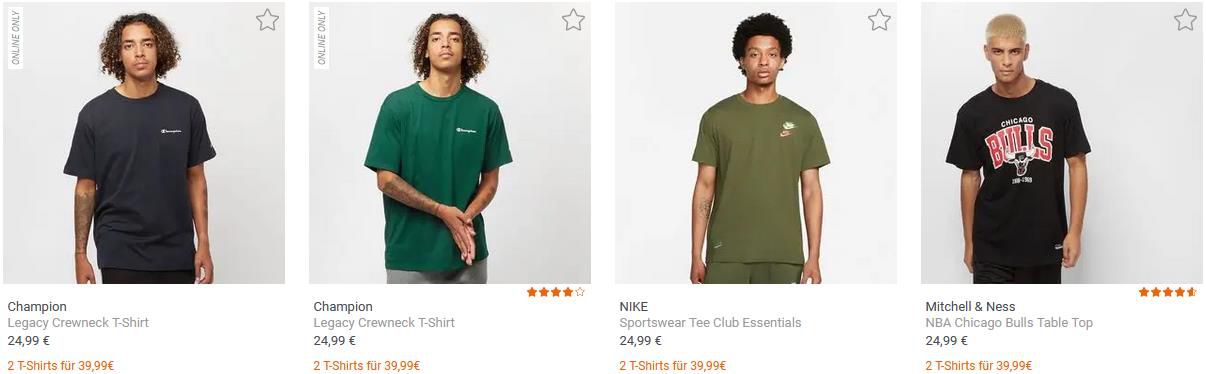 Snipes: Zwei T Shirts für 39,99€   z.B. 2x Core Baby TAB LOGO für 39,99€ (statt 50€)