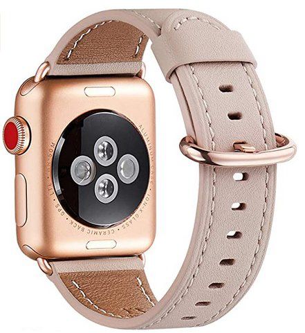 WFEAGL Lederarmbänder mit Roségoldenen Elementen für Apple Watch für je 9,99€ (statt 20€)   Prime
