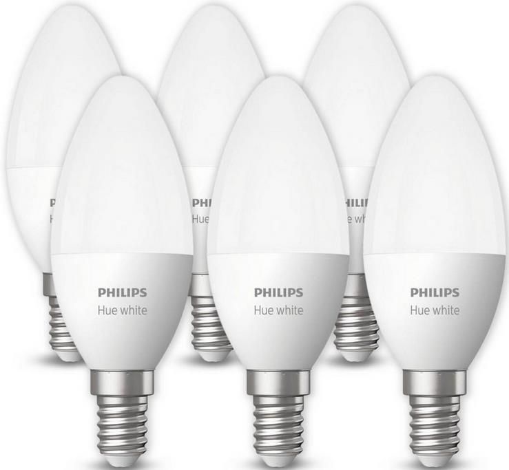 6er Pack Philips Hue LED Lampen   5,5W E14 Warmweiß für 55,90€ (statt 75€)