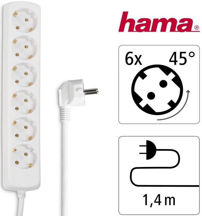 Hama 30383 Steckdosenleiste 6 fach ohne Schalter für 3,58€ (statt 9€)   Prime