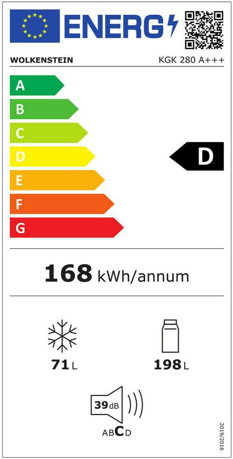 Wolkenstein KGK280D Kühl Gefrierkombination Inox Design für 333,33€ (statt 406€)