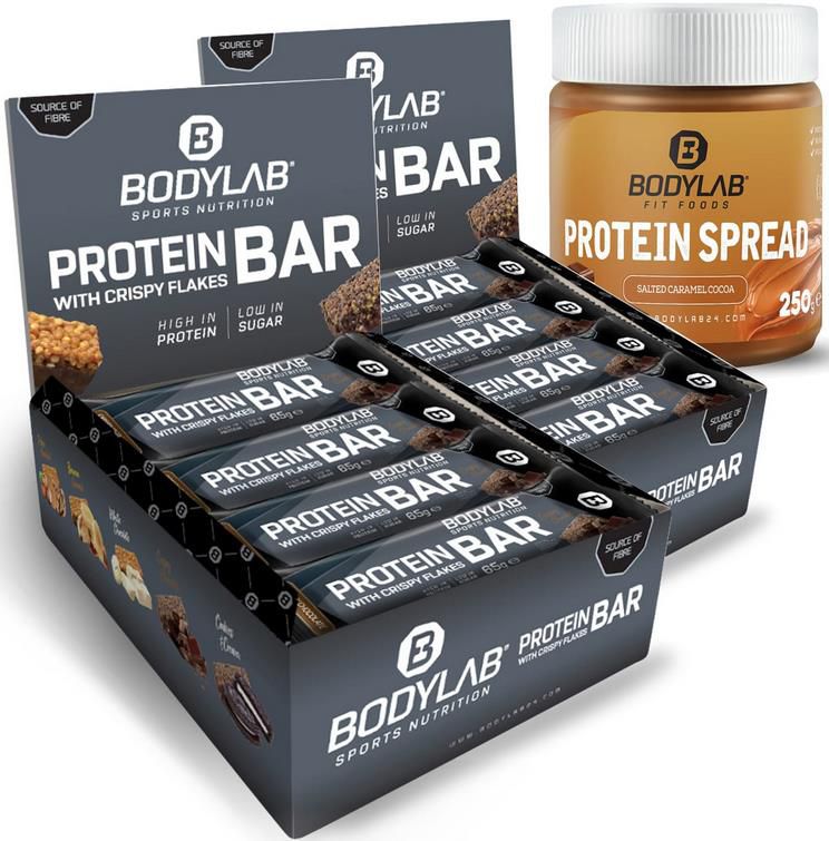 24x Crispy Protein Bar (2x12x65g) + Protein Spread Salted Caramel Cocoa (250g) für 32,13€ (statt 42€)