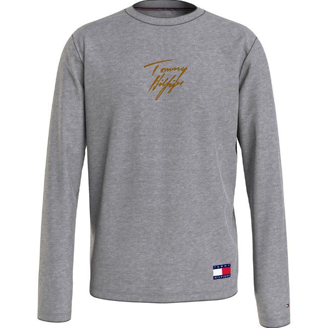 Tommy Hilfiger Lounge Langarmshirt in Grau mit Font Print für 31,92€ (statt 40€)