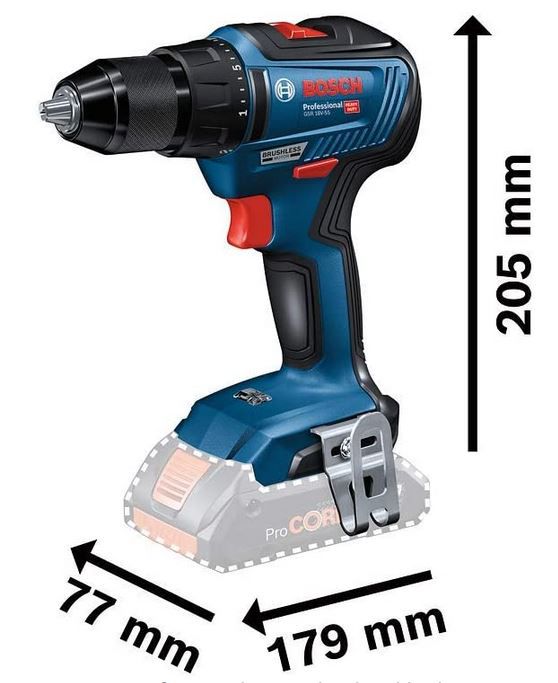 Bosch GSR 18V 55 Professional Akku Bohrschrauber Solo + L Boxx für 75,55€ (statt 109€)