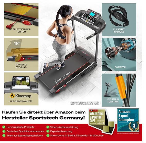 Sportstech F10 Laufband mit Zubehör wie Pulsgurt für 339€ (statt 399€)