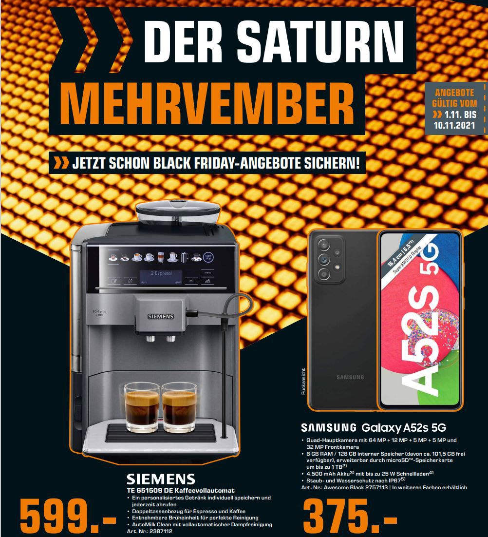 Saturn Black Mehrvember: Top Angebote z.B. KITCHENAID 5KSM ARTISAN Küchenmaschine für 389€ (statt 503€)
