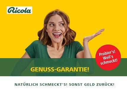 Ricola Kräuterbonbons ausprobieren, bei Unzufriedenheit Geld zurück