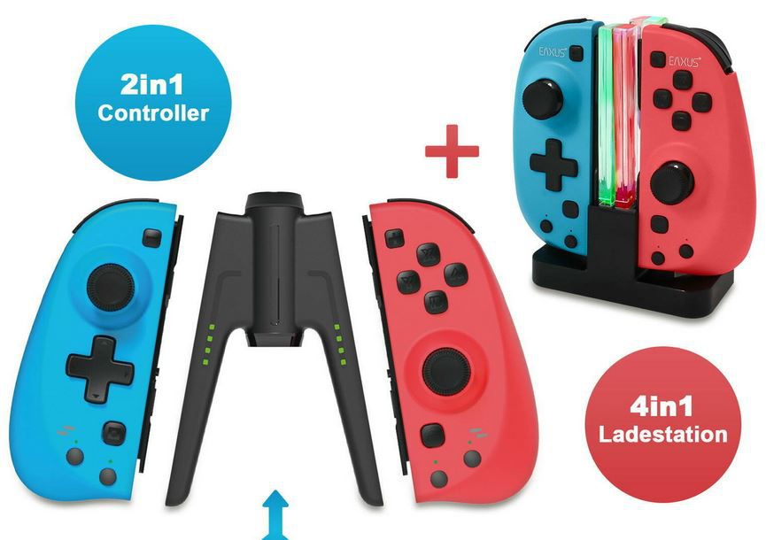 EAXUS 2er Set Joy Con Controller für Nintendo Switch + Docking Ladestation für 38,99€ (statt 54€)