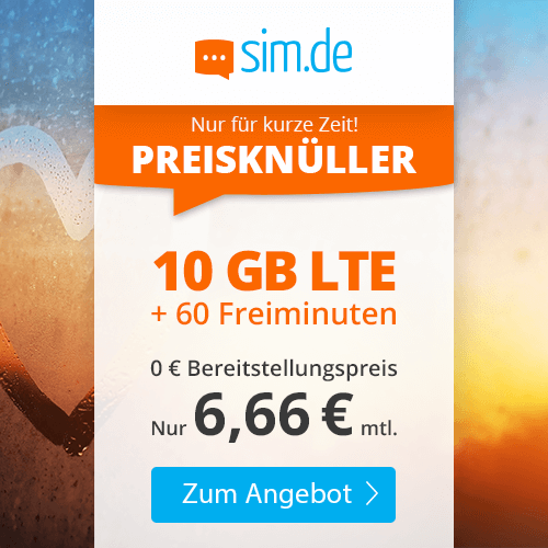 o2 Tarif mit 60 Freiminuten + 10GB LTE für nur 6,66€ mtl. + keine Laufzeit