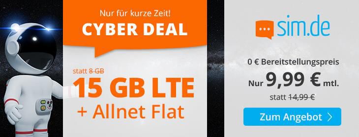 Hot! Sim.de: o2 Allnet Flat mit 15GB LTE für 9,99€ mtl. + keine Laufzeit (mind. 3 Monate)