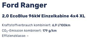 Privat: Ford Ranger 4×4 mit 130 PS für 192,39€ mtl. – LF: 0.56