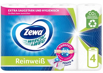 5x 4er Pack Zewa Wisch & Weg Reinweiß je 45 Blatt für 7,87€   Prime Sparabo
