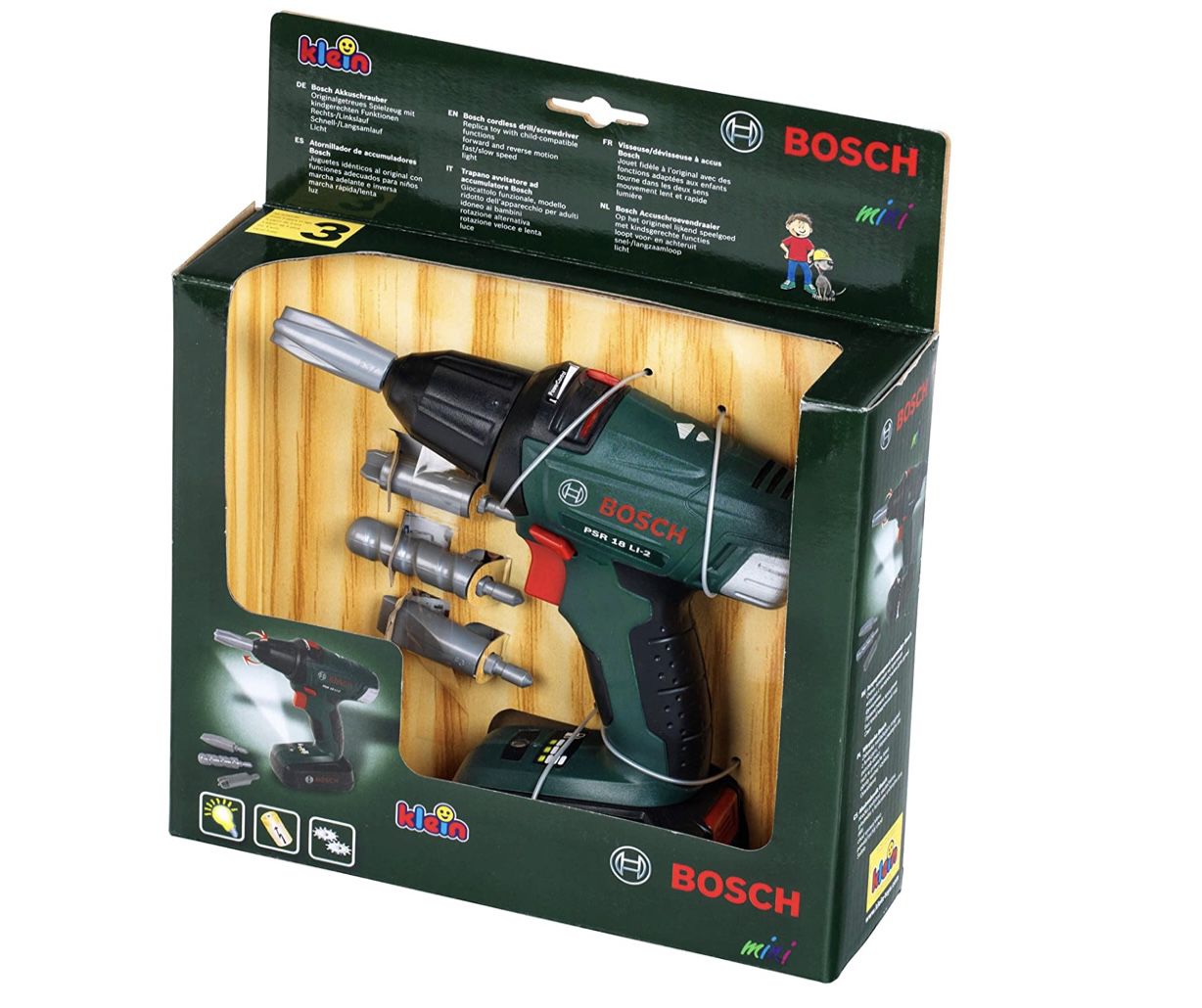 Theo Klein 8567 Bosch Akkuschrauber mit rotierenden und auswechselbaren Aufsätzen für 10,45€ (statt 17€) &#8211; Prime